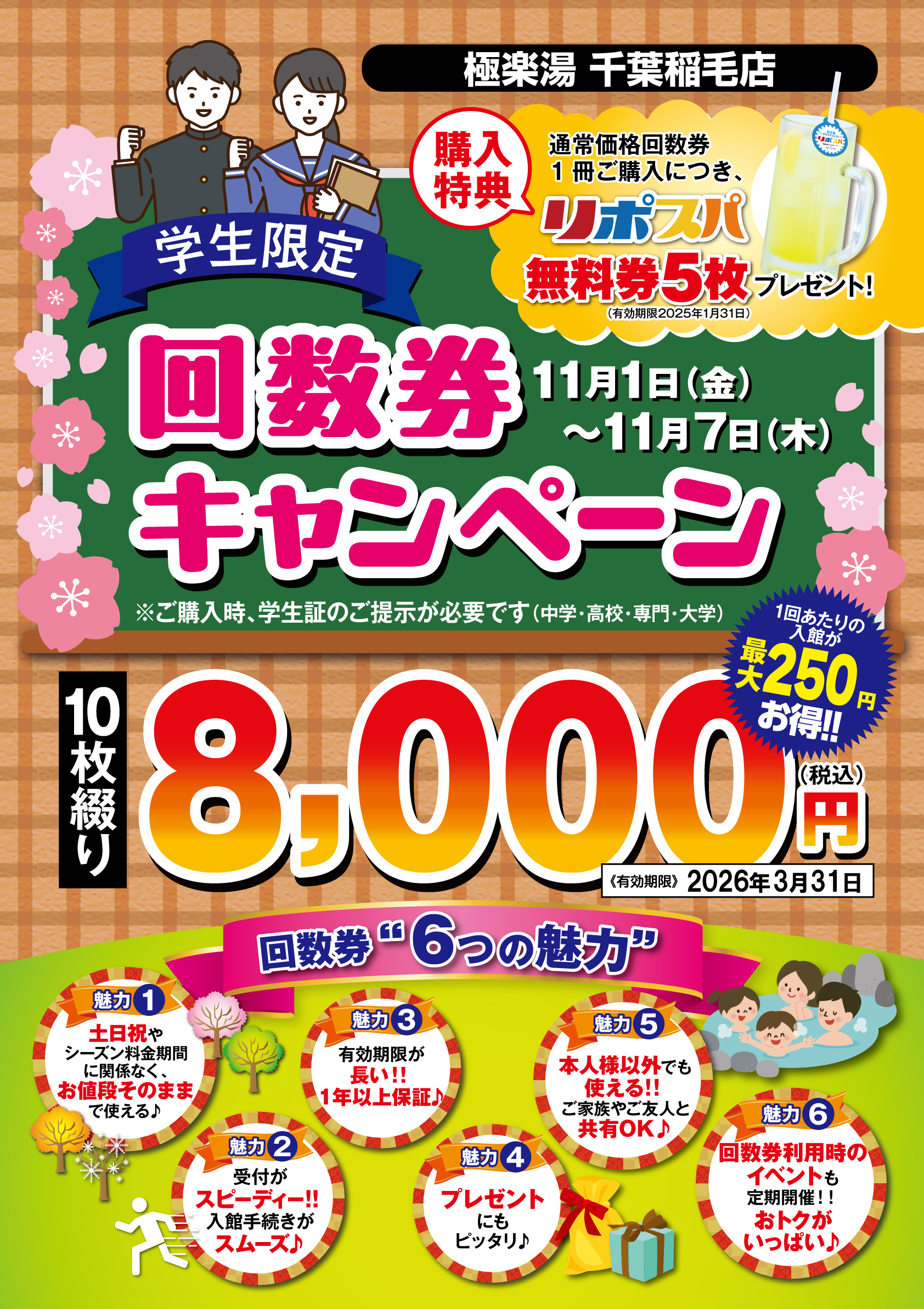 天然温泉♪極楽湯柏店⭐︎回数券10枚⭐︎25年3月31日期限